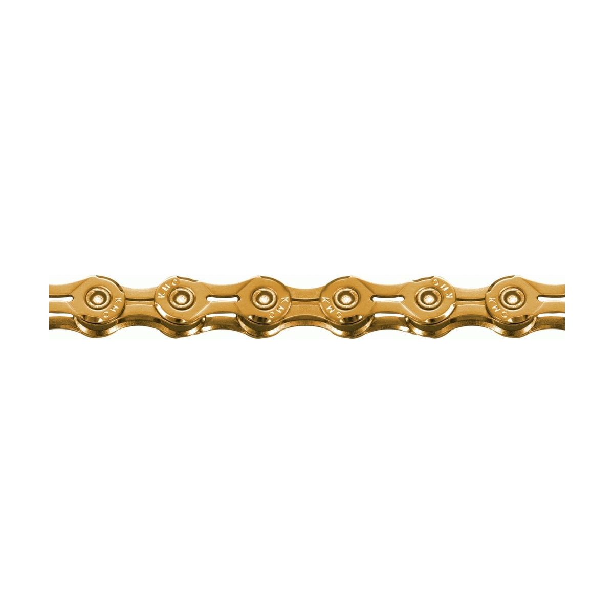 Catena KMC X11EL Ti-N a 11 velocità color oro — foto del prodotto su sfondo bianco