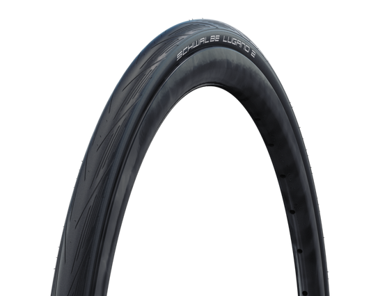 Pneu SCHWALBE LUGANO II 700c K-Guard  TubeType Noir — vue produit sur fond blanc