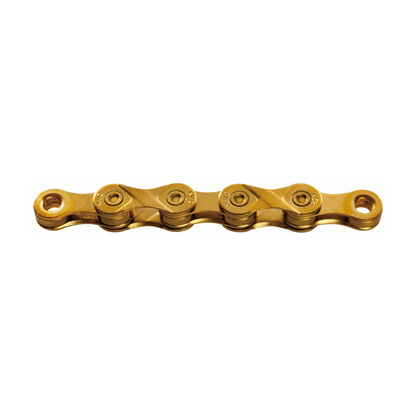 KMC X9L Ti-N Kette, 9-fach, Gold — Produktfoto vor weißem Hintergrund