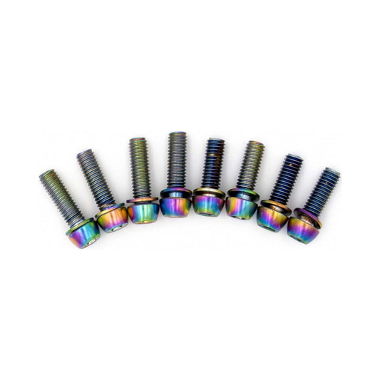 Zestaw śrub TITLE do mostka DM1, kolor Oil Slick (x8) — widok główny na białym tle