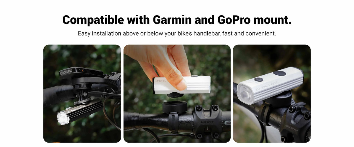 COOSPO Pixel 900 forlygte Garmin GoPro-montering