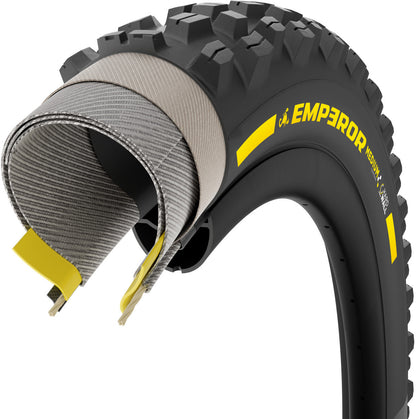 PIRELLI SCORPION EMPEROR 27.5x2.50 Supersoft DH+Wall Tubeless Ready padanga lankstus bortelis juoda/geltona Team Edition