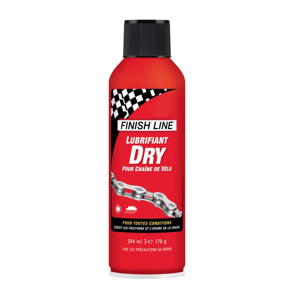 Lubrifiant pour Chaîne FINISH LINE DRY LUBE Teflon - Toutes Conditions – Aérosol (244ml)