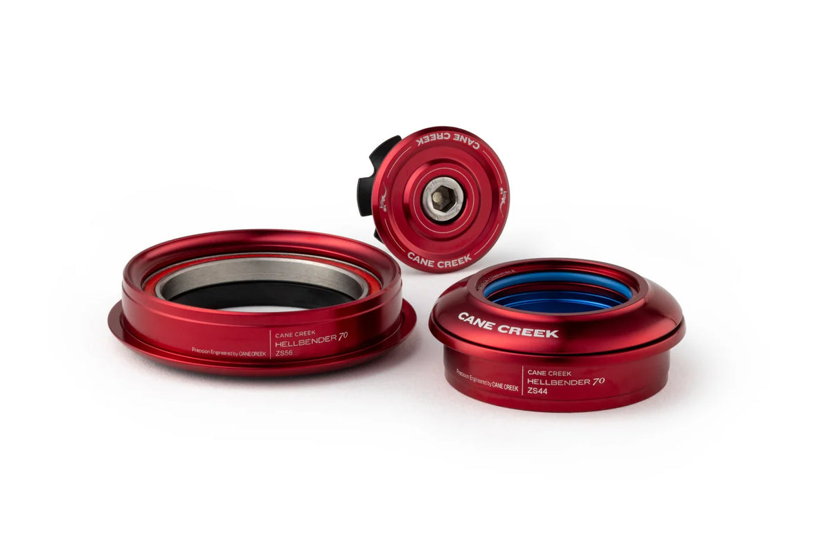 Polointegrované kónické hlavové složení CANE CREEK Hellbender 70 1"1/8–1,5" ZS44/ZS56 červené