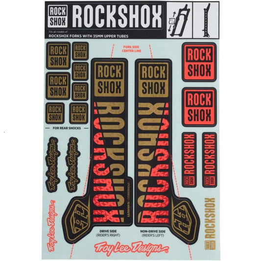 ROCKSHOX TROY LEE DESIGNS 35 mm MY18 Fork Decal Kit for PIKE/LYRIK/YARI/DOMAIN/REVELATION Gold/Orange #00.4318.021.000