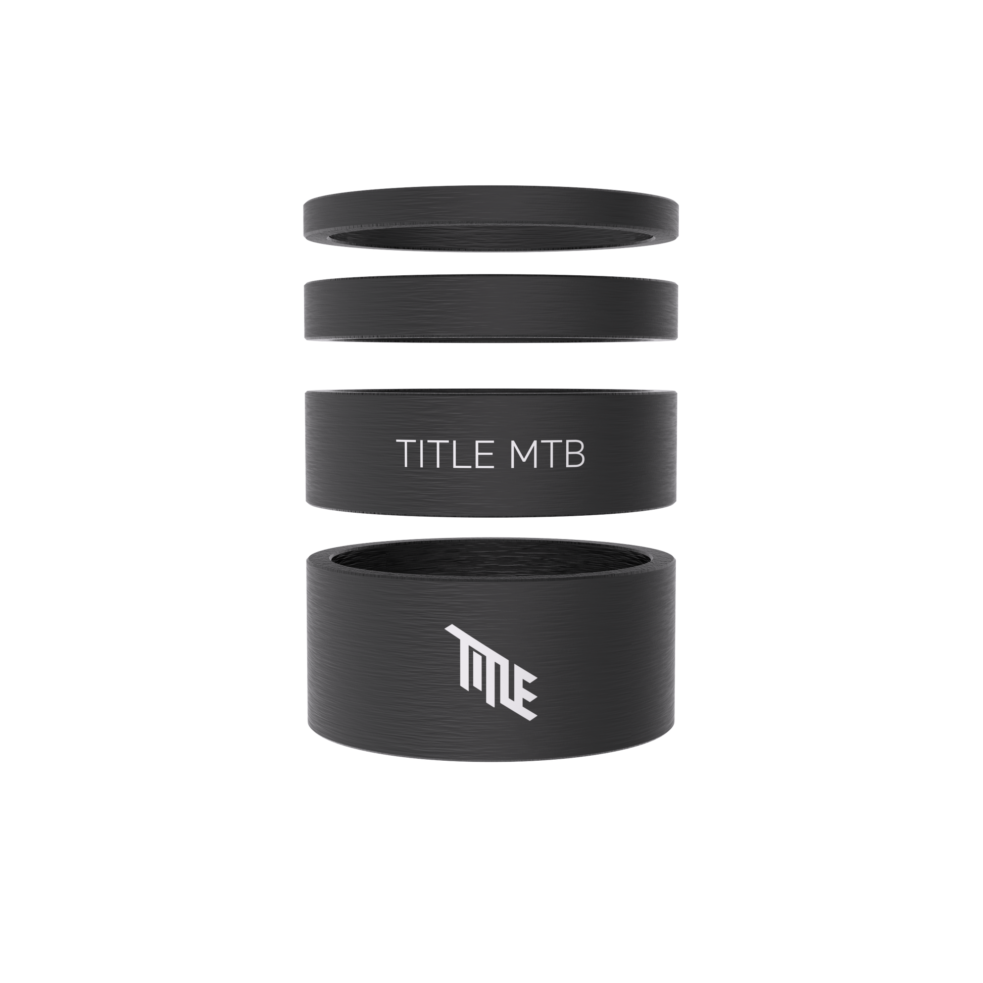Kit d'entretoises de direction Title en carbone UD mat, 3, 5, 10 et 15 mm, empilées