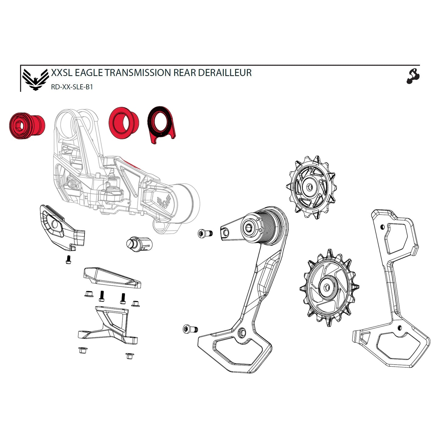 Kit Vis de Fixation de Dérailleur SRAM XX-SL T-TYPE EAGLE AXS