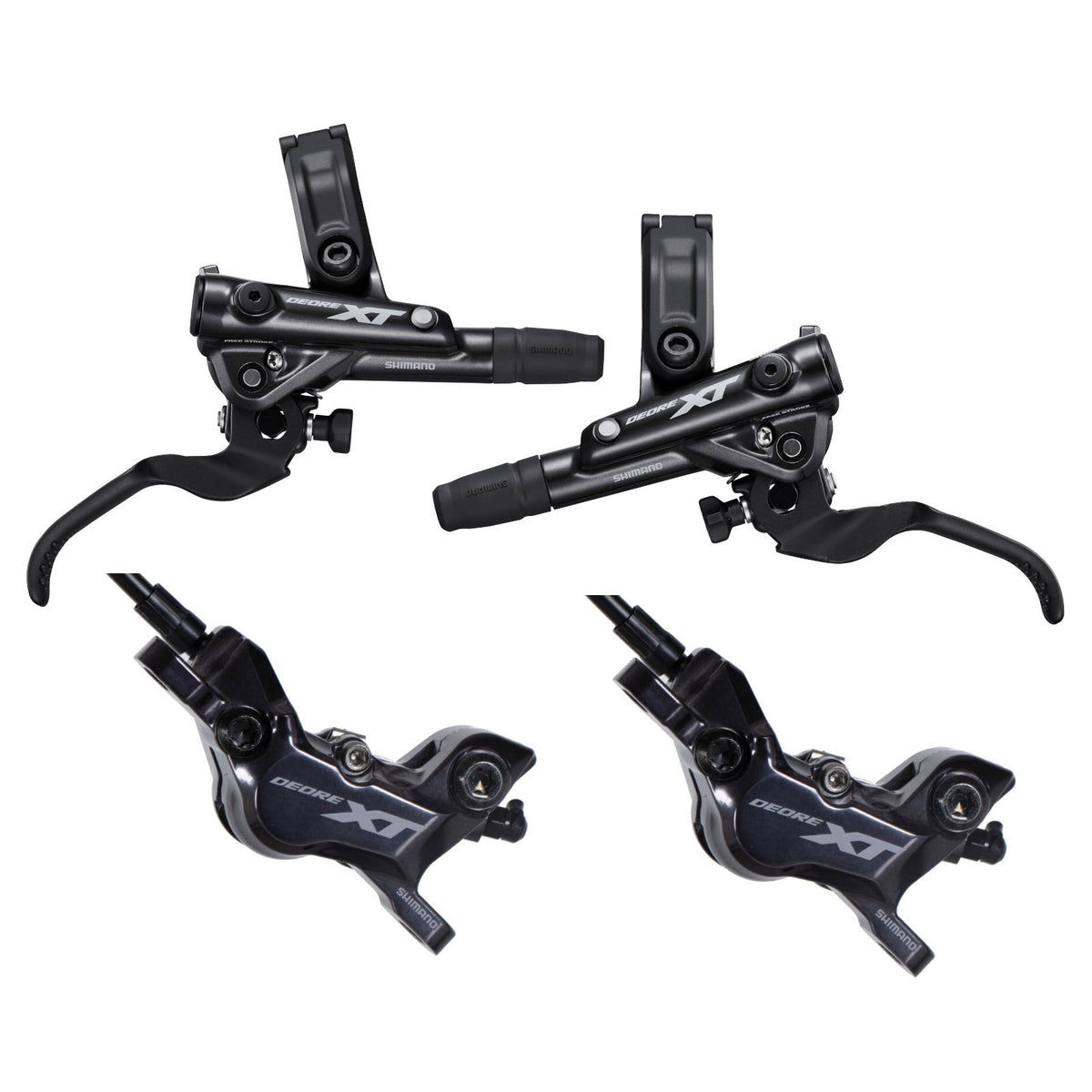 Sæt med SHIMANO XT M8120-bremser med 4 stempler uden bremseskiver